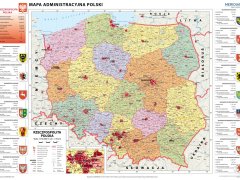 Dwustronna ścienna mapa Polski administracyjna, stan 2018