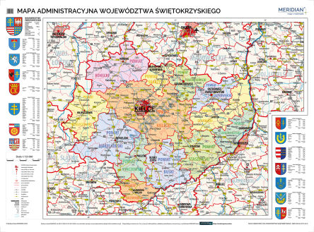 Mapa administracyjna województwa świętokrzyskiego