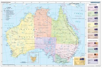 Australia political - mapa ścienna w języku angielskim