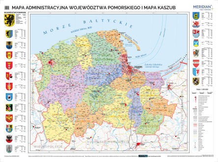 Mapa administracyjna województwa pomorskiego i mapa Kaszub