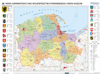 Województwo pomorskie - ścienna mapa administracyjna i mapa Kaszub