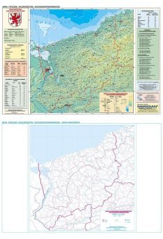 DUO Zachodniopomorskie - ścienna mapa fizyczna / konturowa