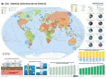 OZE - Energie odnawialne na świecie - mapa ścienna