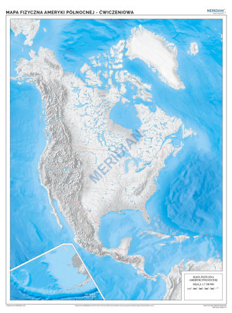 Konturowa mapa ćwiczeniowa Ameryki Północnej i Środkowej 