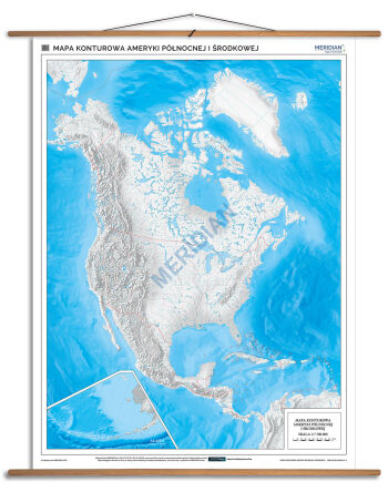 Mapa konturowa Ameryki Północnej i Środkowej - ścienna mapa ćwiczeniowa
