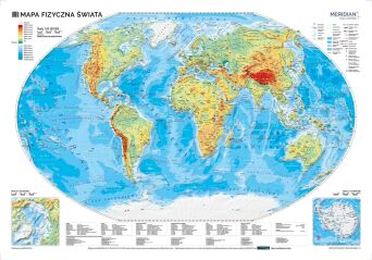 Mapa fizyczna Świata 100x70 cm