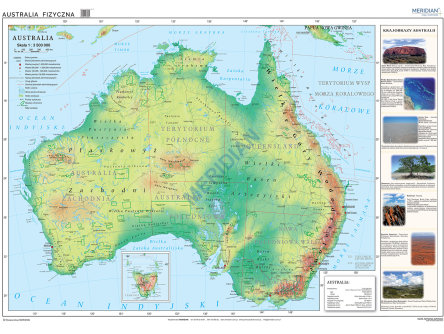 Ścienna mapa fizyczna Australii