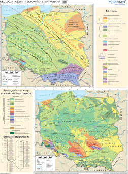 Geologia Polski - tektonika i stratygrafia - mapa ścienna