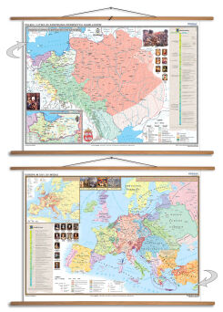 DUO Polska i Litwa za pierwszych Jagiellonów / Europa XIV-XV wiek - dwustronna mapa ścienna