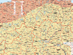 Ścienna mapa podziału Polski na strefy obciążenia wiatrem zgodnie z aneksem do polskiej normy PN-77/B-02011/Az1.