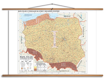 Mapa Polski z podziałem na strefy obciążenia wiatrem