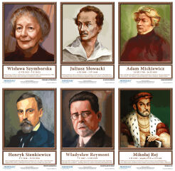 Portrety pisarzy polskich - komplet 21 plansz dydaktycznych
