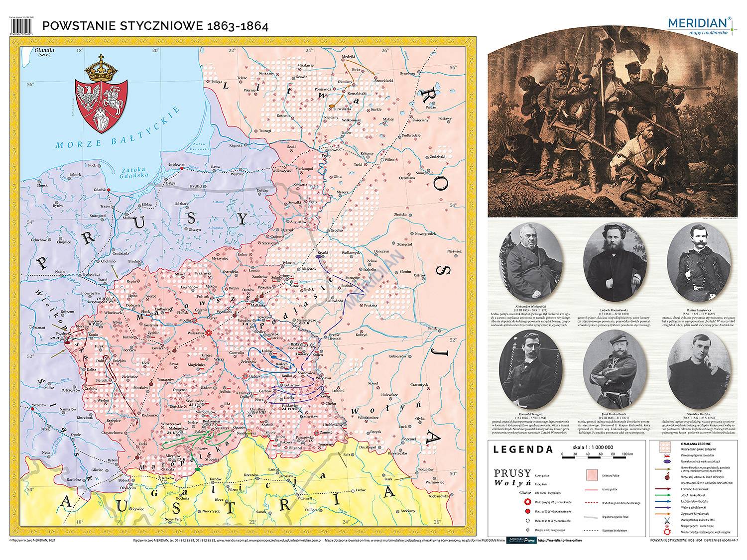 Powstanie Styczniowe 1863-1864 - Mapa ścienna