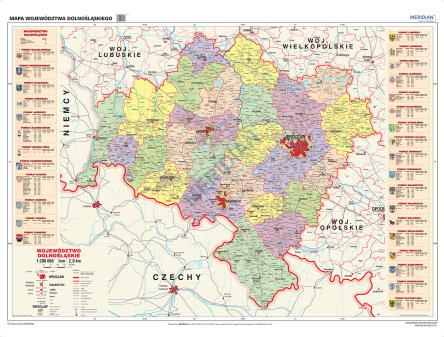 mapa województwa dolnoslaskiego Województwo dolnośląskie   ścienna mapa administracyjna