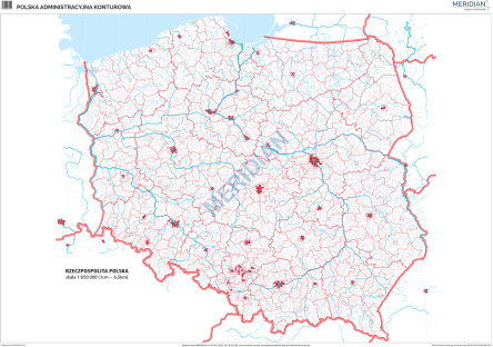 Mapa konturowa Polski administracyjna
