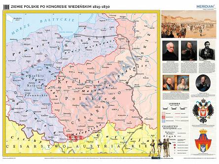 Ziemie Polskie Po Kongresie Wiedeńskim (1815-1830) - Mapa ścienna