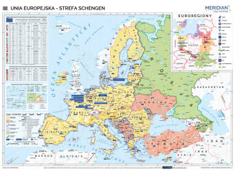 Unia Europejska i strefa Schengen (2023) - mapa ścienna