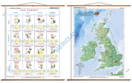 DUO The tenses active voice / The British Isles Physical - mapa ścienna i plansza gramatyczna