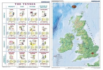  DUO The tenses active voice / The British Isles Physical - mapa ścienna i plansza gramatyczna