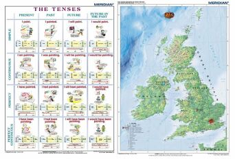 DUO The tenses active voice / The British Isles Physical - mapa ścienna i plansza gramatyczna