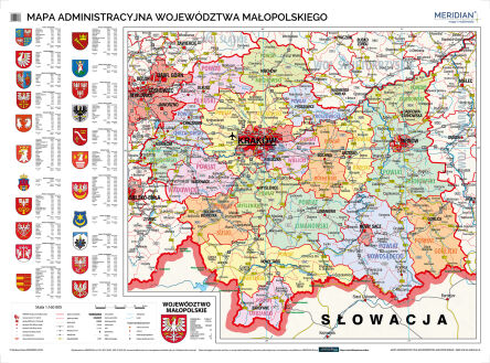 Mapa administracyjna województwa małopolskiego