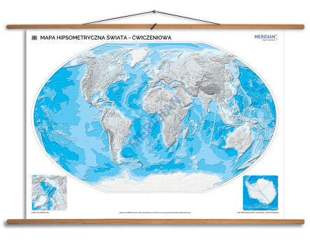 Mapa hipsometryczna świata - ćwiczeniowa