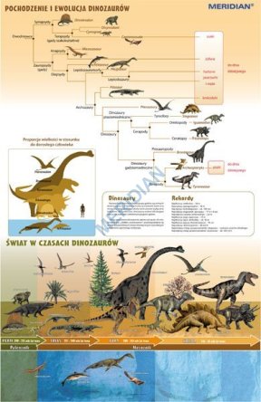 Ścienna plansza szkolna przedstawiająca świat w czasach dinozaurów