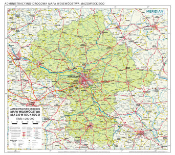 Województwo mazowieckie - ścienna mapa administracyjno-drogowa