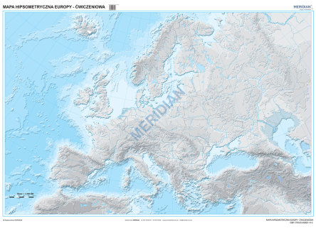 Mapa konturowa hipsometryczna Europy