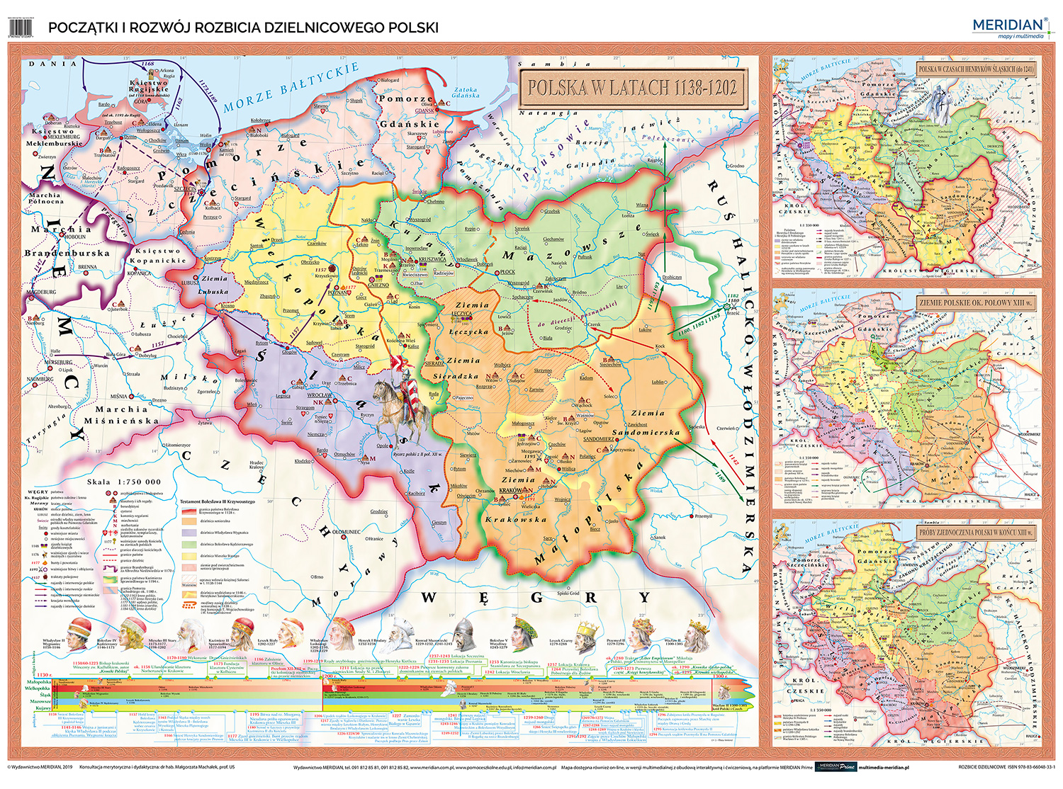 Mapa Rozbicia Dzielnicowego W Polsce Rozbicie dzielnicowe Polski - mapa ścienna