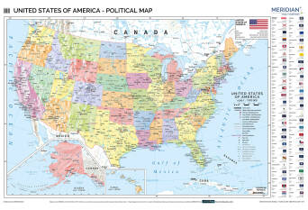 United States of America political - mapa ścienna w języku angielskim