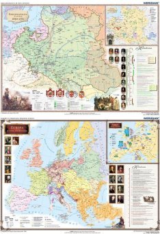 DUO Rzeczpospolita w XVII i XVIII wieku / Europa w pierwszej połowie XVIII wieku - dwustronna mapa ścienna