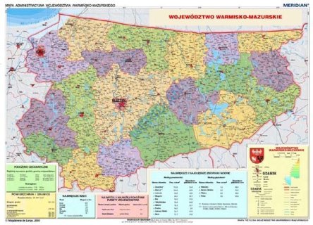 mapa województwa warminsko mazurskiego Województwo warmińsko mazurskie   ścienna mapa administracyjna