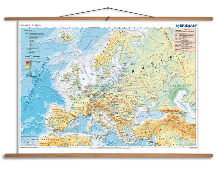 Europa física - mapa ścienna w języku hiszpańskim