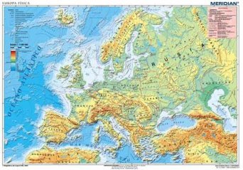 Europa física - mapa ścienna w języku hiszpańskim