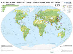 Świat rozmieszczenie ludności - ekumena, subekumena i anekumena - mapa ścienna 