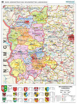 Mapa administracyjna województwa lubuskiego