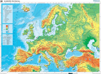 Europe physical map - mapa ścienna w języku angielskim