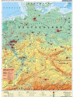 Deutschland physisch - mapa ścienna w języku niemieckim