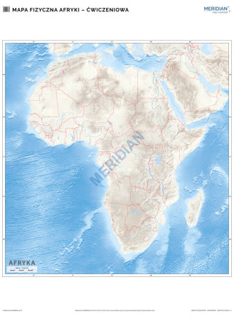 Mapa fizyczna Afryki - konturowa mapa ćwiczeniowa
