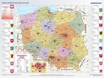 Mapa administracyjna Polski - mapa ścienna 100x70 cm