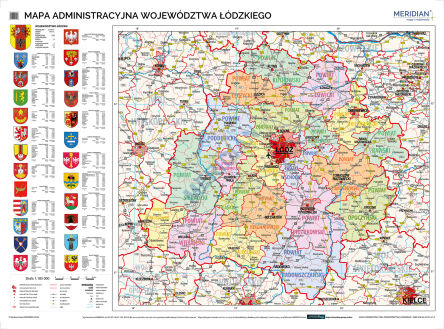 Mapa administracyjna województwa łódzkiego