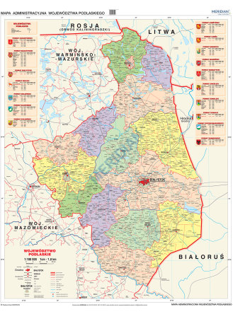 mapa województwa podlaskiego Województwo podlaskie   ścienna mapa administracyjna