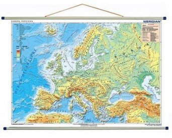 Europa fizyczna z elementami ekologii 100 x70 cm - mapa ścienna