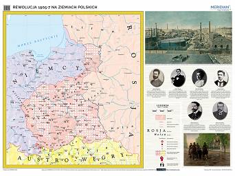 Rewolucja 1905-7 na ziemiach polskich - mapa ścienna
