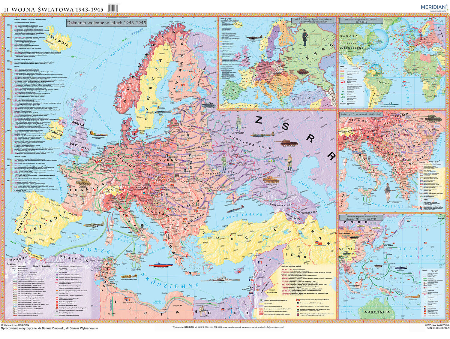 Ii Wojna Światowa 1943 1945 Mapa ścienna 